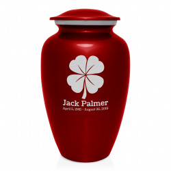 4 Leaf Clover Cremation Urn - Ruby Red