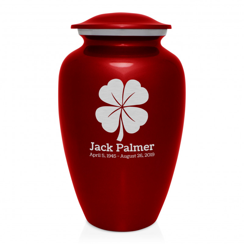 4 Leaf Clover Cremation Urn - Ruby Red