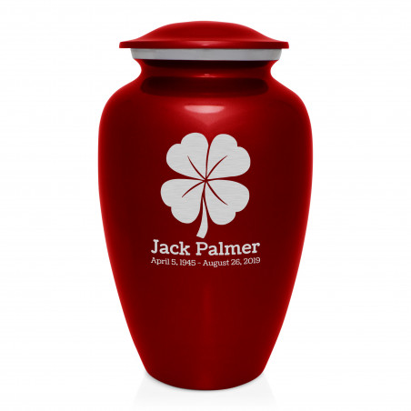 4 Leaf Clover Cremation Urn - Ruby Red