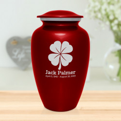 4 Leaf Clover Cremation Urn - Ruby Red