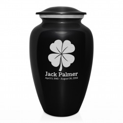 4 Leaf Clover Cremation Urn - Jet Black