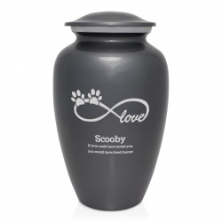 Extra Large Infinite Love Pet Cremation Urn - Gunmetal Gray