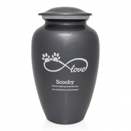 Extra Large Infinite Love Pet Cremation Urn - Gunmetal Gray