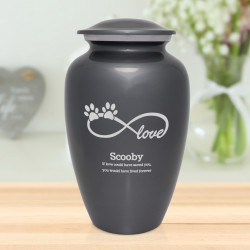Extra Large Infinite Love Pet Cremation Urn - Gunmetal Gray