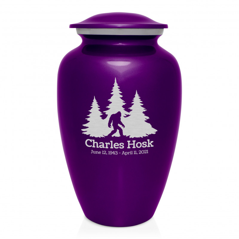 Sasquatch Cremation Urn - Purple Luster