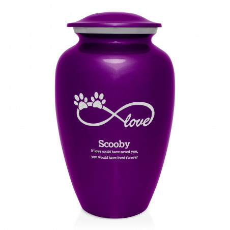 Extra Large Infinite Love Pet Cremation Urn - Purple Luster
