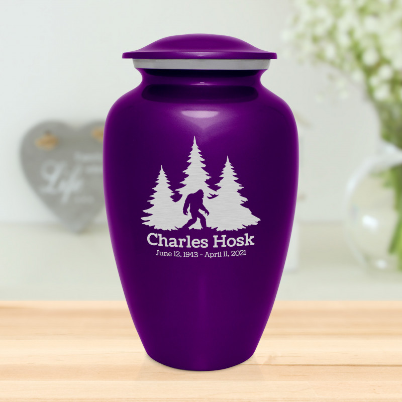 Sasquatch Cremation Urn - Purple Luster