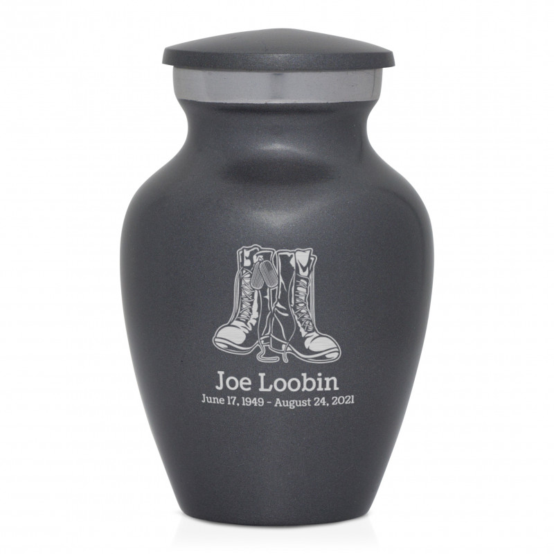 Veteran Combat Boots Keepsake Urn - Gunmetal Gray