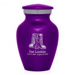 Veteran Combat Boots Keepsake Urn - Purple Luster