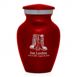 Veteran Combat Boots Keepsake Urn - Ruby Red