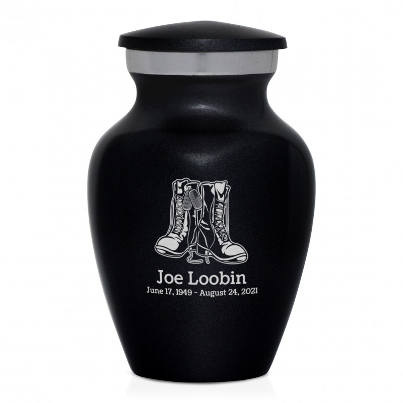 Veteran Combat Boots Keepsake Urn - Jet Black