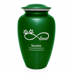Extra Large Infinite Love Pet Cremation Urn - Shamrock Green