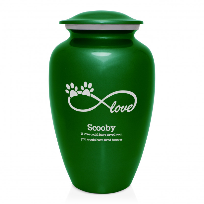 Extra Large Infinite Love Pet Cremation Urn - Shamrock Green