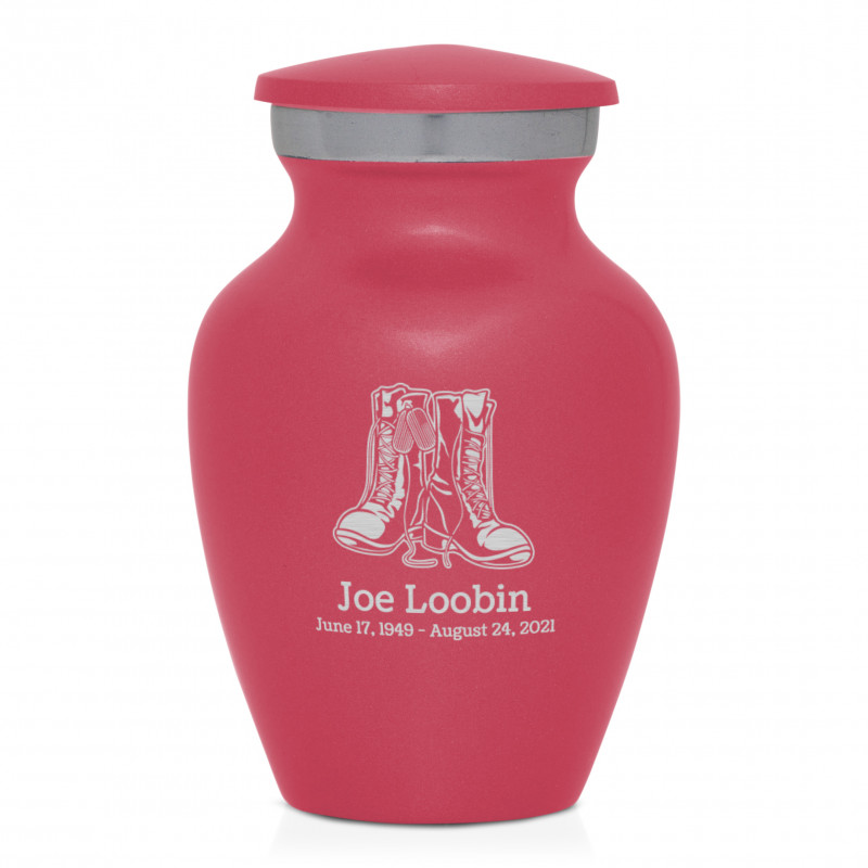 Veteran Combat Boots Keepsake Urn - Rose Pink