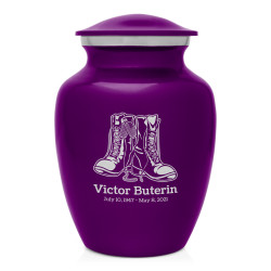 Veteran Combat Boots Sharing Urn - Purple Luster