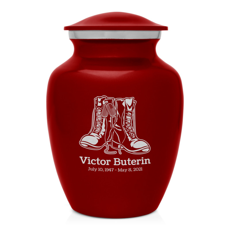 Veteran Combat Boots Sharing Urn - Ruby Red