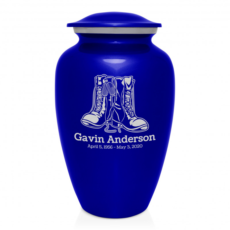 Veteran Combat Boots Cremation Urn - Midnight Blue