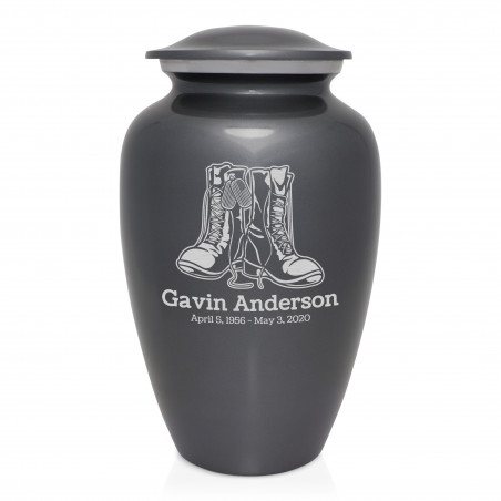 Veteran Combat Boots Cremation Urn - Gunmetal Gray
