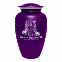 Veteran Combat Boots Cremation Urn - Purple Luster