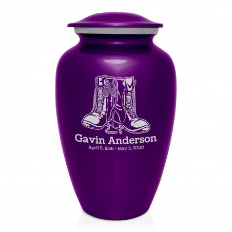 Veteran Combat Boots Cremation Urn - Purple Luster