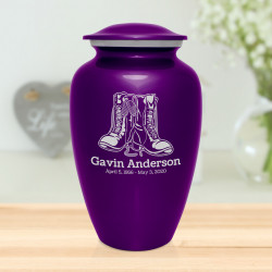 Veteran Combat Boots Cremation Urn - Purple Luster