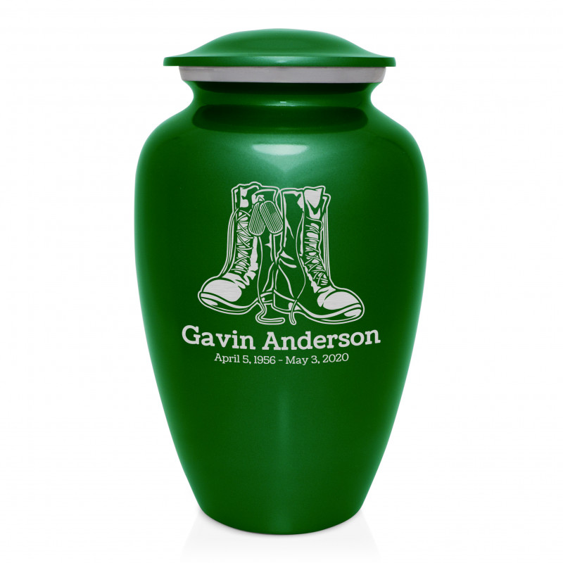 Veteran Combat Boots Cremation Urn - Shamrock Green