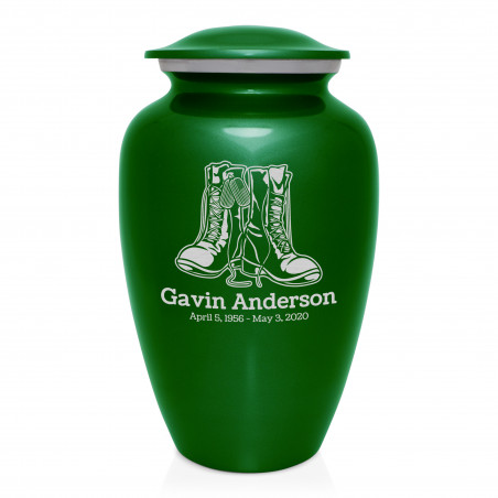 Veteran Combat Boots Cremation Urn - Shamrock Green