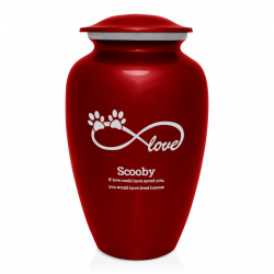 Extra Large Infinite Love Pet Cremation Urn - Ruby Red