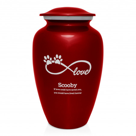 Extra Large Infinite Love Pet Cremation Urn - Ruby Red