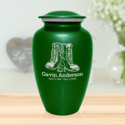Veteran Combat Boots Cremation Urn - Shamrock Green