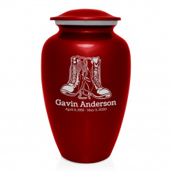 Veteran Combat Boots Cremation Urn - Ruby Red