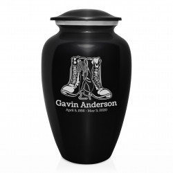Veteran Combat Boots Cremation Urn - Jet Black