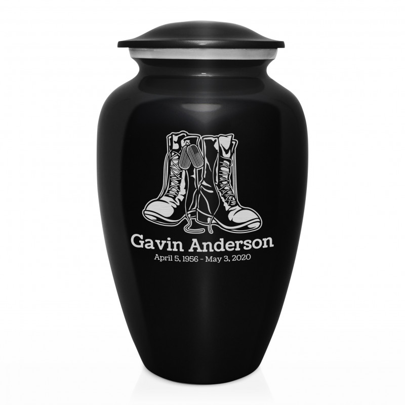 Veteran Combat Boots Cremation Urn - Jet Black