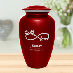 Extra Large Infinite Love Pet Cremation Urn - Ruby Red
