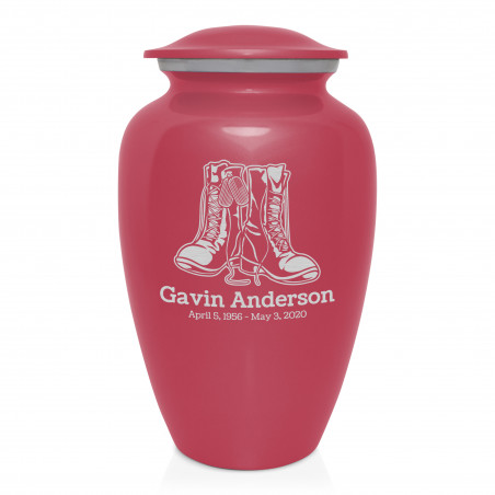 Veteran Combat Boots Cremation Urn - Rose Pink
