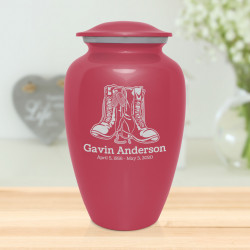 Veteran Combat Boots Cremation Urn - Rose Pink