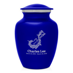 Flowered Electric Guitar Sharing Urn - Midnight Blue