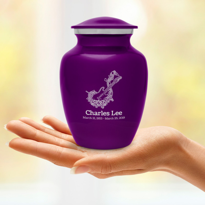 Flowered Electric Guitar Sharing Urn - Purple Luster