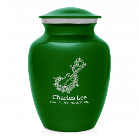 Flowered Electric Guitar Sharing Urn - Shamrock Green
