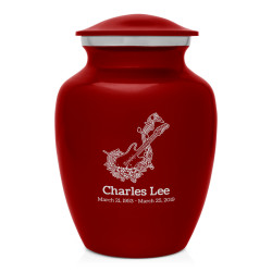Flowered Electric Guitar Sharing Urn - Ruby Red