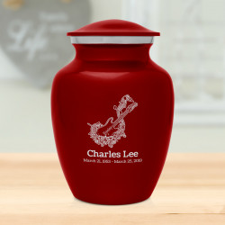 Flowered Electric Guitar Sharing Urn - Ruby Red