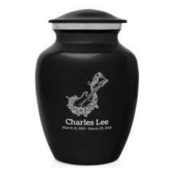 Flowered Electric Guitar Sharing Urn - Jet Black