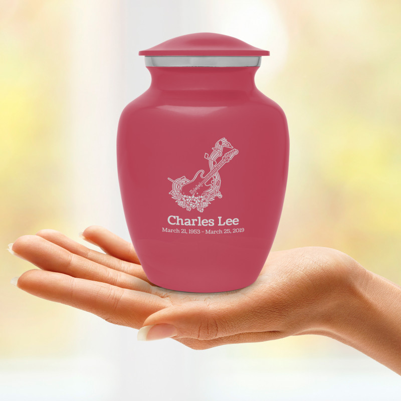Flowered Electric Guitar Sharing Urn - Rose Pink