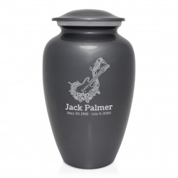 Flowered Electric Guitar Cremation Urn - Gunmetal Gray