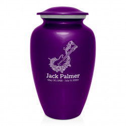 Flowered Electric Guitar Cremation Urn - Purple Luster