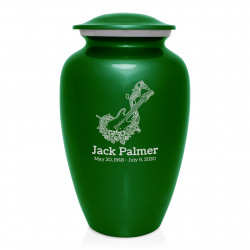 Flowered Electric Guitar Cremation Urn - Shamrock Green