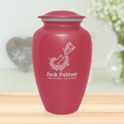 Flowered Electric Guitar Cremation Urn - Rose Pink