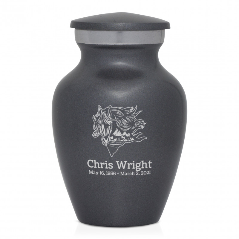 Running Horses Keepsake Urn - Gunmetal Gray