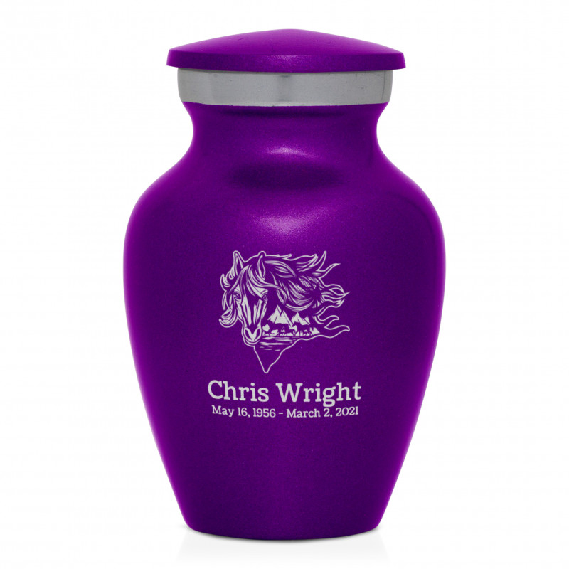 Running Horses Keepsake Urn - Purple Luster