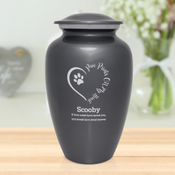 Extra Large Paw Prints On My Heart Pet Cremation Urn - Gunmetal Gray